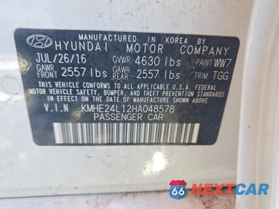 Zdjęcie 12 z 12 samochodu: 2017 HYUNDAI SONATA HYBRID SE VIN:KMHE24L12HA048578 - miniatura