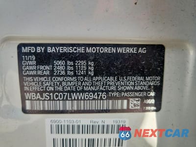 Zdjęcie 12 z 12 samochodu: 2020 BMW 540 I VIN:WBAJS1C07LWW69476 - miniatura