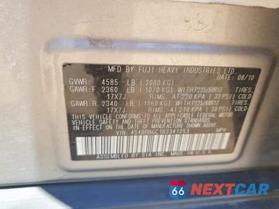Zdjęcie 13 z 13 samochodu: 2011 SUBARU OUTBACK 2.5I PREMIUM VIN:4S4BRBGC1B3341253 - miniatura
