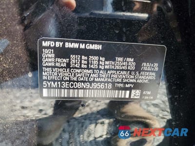 Zdjęcie 13 z 13 samochodu: 2022 BMW X3 M VIN:5YM13EC08N9J95618 - miniatura