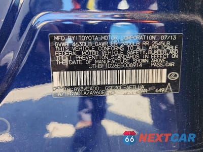 Zdjęcie 12 z 12 samochodu: 2014 LEXUS IS 250 VIN:JTHBF1D26E5008914 - miniatura