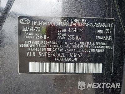 Zdjęcie 13 z 13 samochodu: 2020 HYUNDAI SONATA SEL VIN:5NPEF4JA2LH061862 - miniatura