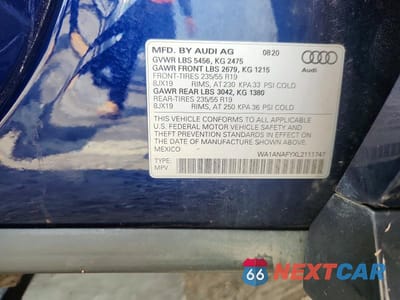 Zdjęcie 13 z 13 samochodu: 2020 AUDI Q5 PREMIUM VIN:WA1ANAFYXL2111747 - miniatura
