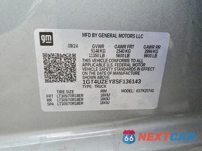 Zdjęcie 12 z 12 samochodu: 2025 GMC SIERRA K2500 AT4X VIN:1GT4UZEY8SF136143 - miniatura