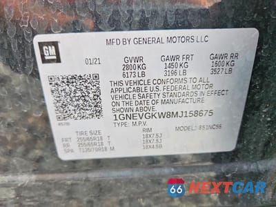 Zdjęcie 13 z 13 samochodu: 2021 CHEVROLET TRAVERSE LT VIN:1GNEVGKW8MJ158675 - miniatura