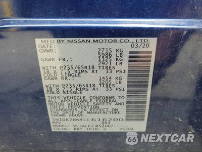 Zdjęcie 14 z 14 samochodu: 2020 NISSAN PATHFINDER SV VIN:5N1DR2BN4LC616200 - miniatura