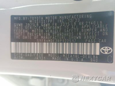 Zdjęcie 12 z 12 samochodu: 2024 TOYOTA COROLLA LE VIN:5YFB4MDE2RP122517 - miniatura