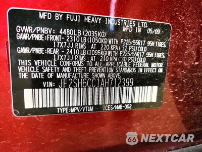 Zdjęcie 13 z 13 samochodu: 2010 SUBARU FORESTER 2.5X PREMIUM VIN:JF2SH6CC1AH712399 - miniatura