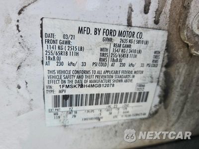 Zdjęcie 14 z 14 samochodu: 2021 FORD EXPLORER VIN:1FMSK7BH4MGB12078 - miniatura