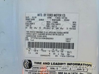 Zdjęcie 12 z 12 samochodu: 2009 FORD F150 SUPERCREW VIN:1FTPW12VX9KB82593 - miniatura