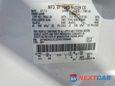 Zdjęcie 14 z 14 samochodu: 2013 FORD EDGE SEL VIN:2FMDK3JC2DBC69946 - miniatura