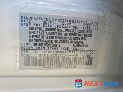 Zdjęcie 12 z 12 samochodu: 2023 NISSAN SENTRA S VIN:3N1AB8BV2PY308912 - miniatura
