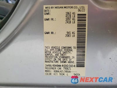 Zdjęcie 12 z 12 samochodu: 2022 NISSAN ALTIMA SV VIN:1N4BL4DV6NN400304 - miniatura