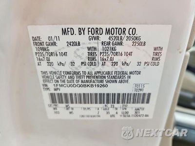 Zdjęcie 12 z 12 samochodu: 2011 FORD ESCAPE XLT VIN:1FMCU0DG0BKB19260 - miniatura