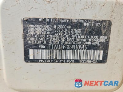 Zdjęcie 12 z 12 samochodu: 2016 SUBARU WRX PREMIUM VIN:JF1VA1E63G9810515 - miniatura