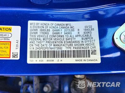 Zdjęcie 12 z 12 samochodu: 2022 HONDA CIVIC SPORT VIN:2HGFE2F57NH572682 - miniatura