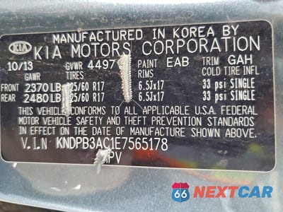 Zdjęcie 13 z 13 samochodu: 2014 KIA SPORTAGE LX VIN:KNDPB3AC1E7565178 - miniatura