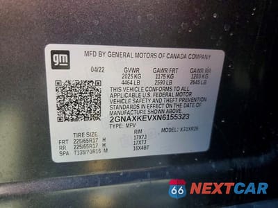 Zdjęcie 13 z 13 samochodu: 2022 CHEVROLET EQUINOX LT VIN:2GNAXKEVXN6155323 - miniatura