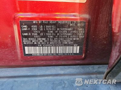 Zdjęcie 12 z 12 samochodu: 2012 SUBARU OUTBACK 2.5I VIN:4S4BRBAC9C3263623 - miniatura
