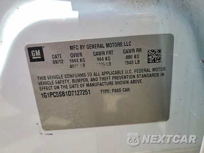 Zdjęcie 12 z 12 samochodu: 2013 CHEVROLET CRUZE LT VIN:1G1PC5SB1D7127251 - miniatura