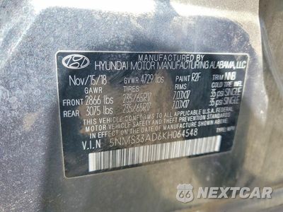 Zdjęcie 14 z 14 samochodu: 2019 HYUNDAI SANTA FE SEL 2.4L VIN:5NMS33AD6KH064548 - miniatura