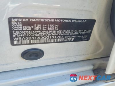 Zdjęcie 13 z 13 samochodu: 2016 BMW 535 I VIN:WBA5B1C52GG131765 - miniatura