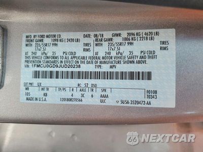 Zdjęcie 13 z 13 samochodu: 2018 FORD ESCAPE SE VIN:1FMCU0GD9JUD20238 - miniatura