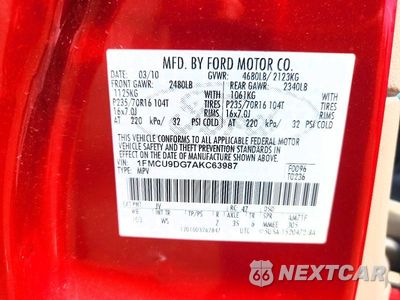 Zdjęcie 12 z 12 samochodu: 2010 FORD ESCAPE XLT VIN:1FMCU9DG7AKC63987 - miniatura
