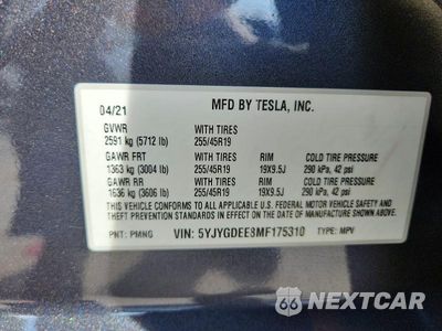 Zdjęcie 14 z 14 samochodu: 2021 TESLA MODEL Y VIN:5YJYGDEE8MF175310 - miniatura
