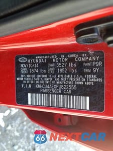 Zdjęcie 12 z 12 samochodu: 2015 HYUNDAI ACCENT GLS VIN:KMHCU4AE0FU822555 - miniatura