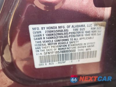 Zdjęcie 14 z 14 samochodu: 2008 HONDA PILOT EXL VIN:5FNYF18578B003000 - miniatura