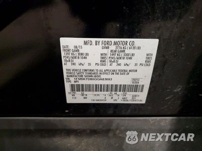 Zdjęcie 14 z 14 samochodu: 2016 FORD EXPLORER XLT VIN:1FM5K7D80GGA83693 - miniatura