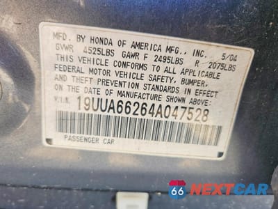 Zdjęcie 12 z 12 samochodu: 2004 ACURA TL VIN:19UUA66264A047528 - miniatura