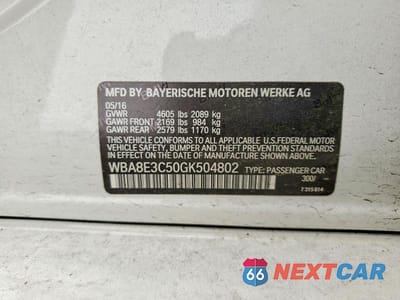 Zdjęcie 12 z 12 samochodu: 2016 BMW 328 XI SULEV VIN:WBA8E3C50GK504802 - miniatura