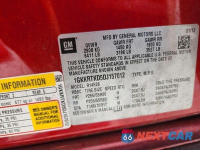 Zdjęcie 13 z 13 samochodu: 2013 GMC ACADIA DENALI VIN:1GKKRTKD5DJ157012 - miniatura