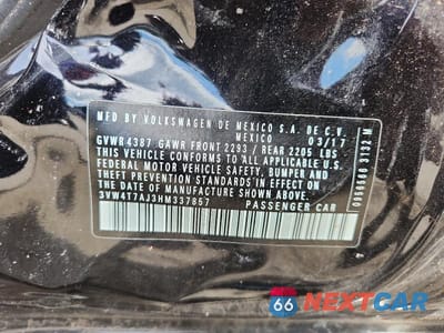 Zdjęcie 12 z 12 samochodu: 2017 VOLKSWAGEN JETTA GLI VIN:3VW4T7AJ3HM337857 - miniatura