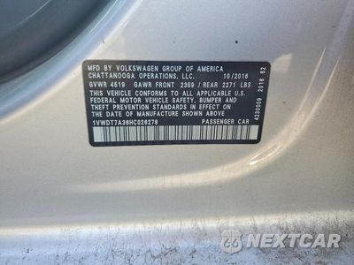 Zdjęcie 12 z 12 samochodu: 2017 VOLKSWAGEN PASSAT R-LINE VIN:1VWDT7A36HC026278 - miniatura