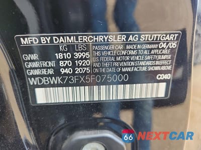 Zdjęcie 12 z 12 samochodu: 2005 MERCEDES-BENZ SLK 55 AMG VIN:WDBWK73FX5F075000 - miniatura