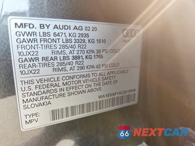 Zdjęcie 14 z 14 samochodu: 2020 AUDI Q8 PREMIUM PLUS S-LINE VIN:WA1EVAF10LD019345 - miniatura