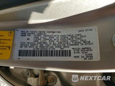 Zdjęcie 13 z 13 samochodu: 2002 LEXUS RX 300 VIN:JTJGF10U020147795 - miniatura