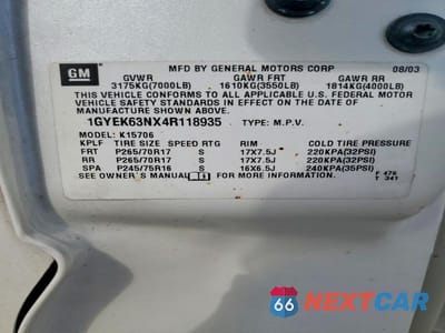 Zdjęcie 14 z 14 samochodu: 2004 CADILLAC ESCALADE LUXURY VIN:1GYEK63NX4R118935 - miniatura
