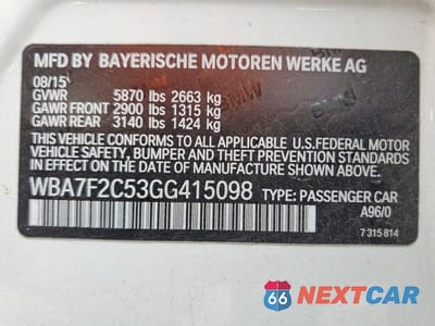 Zdjęcie 12 z 12 samochodu: 2016 BMW 750 XI VIN:WBA7F2C53GG415098 - miniatura