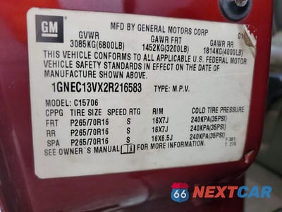 Zdjęcie 13 z 13 samochodu: 2002 CHEVROLET TAHOE C1500 VIN:1GNEC13VX2R216583 - miniatura