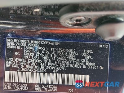 Zdjęcie 13 z 13 samochodu: 2012 LEXUS RX 450H VIN:JTJBC1BA3C2433409 - miniatura