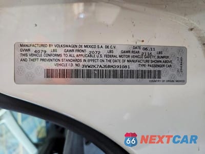 Zdjęcie 12 z 12 samochodu: 2011 VOLKSWAGEN JETTA BASE VIN:3VW2K7AJ5BM391081 - miniatura