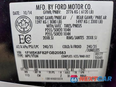 Zdjęcie 13 z 13 samochodu: 2015 FORD EXPLORER LIMITED VIN:1FM5K8F82FGB20583 - miniatura
