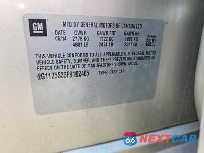 Zdjęcie 12 z 12 samochodu: 2015 CHEVROLET IMPALA LT VIN:2G1125S35F9102405 - miniatura