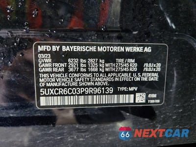 Zdjęcie 12 z 12 samochodu: 2023 BMW X5 XDRIVE40I VIN:5UXCR6C03P9R96139 - miniatura
