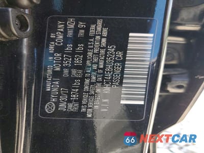 Zdjęcie 12 z 12 samochodu: 2017 HYUNDAI ACCENT SE VIN:KMHCT4AE8HU352345 - miniatura