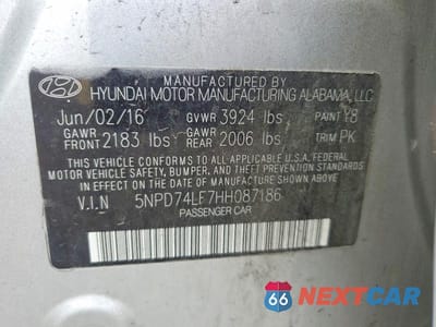 Zdjęcie 12 z 12 samochodu: 2017 HYUNDAI ELANTRA SE VIN:5NPD74LF7HH087186 - miniatura